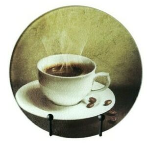 Tempered Glass Round Coffee Themed Cutting Board 7.75" x 7.75"